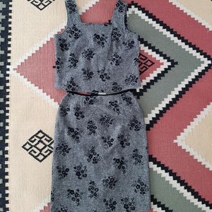 Bridgetown Collection Black & Gray Wool Blend Skirt & Sleeveless Top Set Size 10